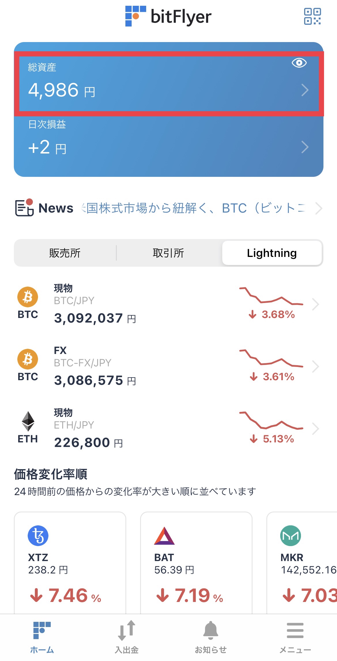 ビットフライヤーで入金ができているか確認する方法